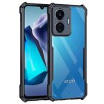 Shock Proof Clear Back Case Mobile Cover for iQOO Z6 Lite 5G (Hard | Hybrid PC + TPU | Full Armour Device & Camera Protection | Black)