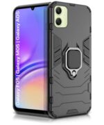 Shock Proof Back Case Mobile Cover for Samsung Galaxy F05 | Galaxy M05 | Galaxy A05 | Back Cover Case (Tough Armor | Hybrid PC + TPU | Ring Holder & in-Built Kickstand | Black)