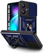 Tough Armor Bumper Mobile Back Case for Mi Redmi 13C 5G | Poco M6 5G | Sliding Camera Shield Cover | Shock Proof 360? Protection | Hybrid PC + TPU | Ring Holder with Kickstand ? Blue - Image 5