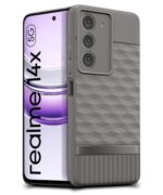 Back Cover for Realme 14x 5G | Realme Narzo 80x | P3x with Hexa Cube Design | Ultra Slim Soft Case | Velvet Fabric | Matte Silicone Flexible Mobile Case | Camera Protection - Grey - Image 3