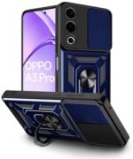 Tough Armor Bumper Mobile Back Case for Oppo A3 Pro 5G | Oppo K12x 5G | Sliding Camera Shield Cover | Shock Proof 360? Protection | Hybrid PC + TPU | Ring Holder with Kickstand ? Blue - Image 5