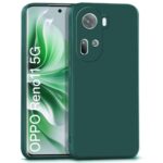 Back Cover for Oppo Reno 11 5G | Ultra Slim Soft Rubberised Case | Inner Velvet Fabric Lining | Matte Silicone Flexible Mobile Case | Camera Protection - Green