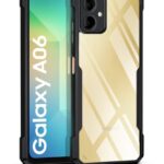 kelpuj Shock Proof Clear Protective Back Case for Samsung Galaxy A06 - AirEDGE Technology | 360 Degree Camera Protection | Transparent Hybrid Back Case Mobile Cover - Black
