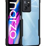 TPU+PC Shock Proof Clear Protective Back Case for Realme Narzo 50A Prime | Realme C35 - Airedge Technology | 360 Degree Camera Protection | Transparent Hybrid Back Case Mobile Cover-Black