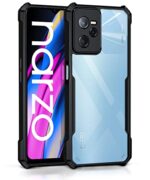 TPU+PC Shock Proof Clear Protective Back Case for Realme Narzo 50A Prime | Realme C35 - Airedge Technology | 360 Degree Camera Protection | Transparent Hybrid Back Case Mobile Cover-Black