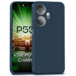 kelpuj Back Cover for Itel P55 Plus 4G | Ultra Slim Soft Rubberised Case | Inner Velvet Fabric Lining | Matte Silicone Flexible Mobile Case | Camera Protection - Blue