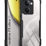 kelpuj Shock Proof Clear Protective Back Case for Realme P3 Ultra 5G - AirEDGE Technology | 360 Degree Camera Protection | Transparent Hybrid Back Case Mobile Cover - Black