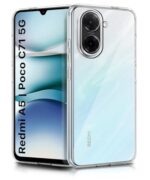 Transparent Back Cover Case for Redmi A5 | Poco C71 | Raised Bumps for Full Device & Camera Protection Shockproof TPU Silicone Back Case Mobile Cover Transparent