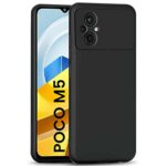Back Cover for Xiaomi Poco M5 | Ultra Slim Soft Rubberised Case | Inner Velvet Fabric Lining | Matte Silicone Flexible Mobile Case | Camera Protection - Black