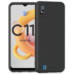 kelpuj Back Case for Realme C11 2021 Ultra Slim Soft Rubberised | Inner Velvet Fabric Lining | Matte Silicone Flexible Camera Protection Back Case Cover- Black