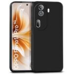 kelpuj Back Cover for Oppo Reno 11 Pro 5G | Ultra Slim Soft Rubberised Case | Inner Velvet Fabric Lining | Matte Silicone Flexible Mobile Case | Camera Protection - Black