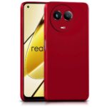 Back Cover for Realme Narzo 60X 5G | 11 5G | 11X 5G | C67 | Slim Soft Rubberised Case | Inner Velvet Fabric Lining | Matte Silicone Flexible Mobile Case | Camera Protection - Crimson Red