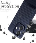 kelpuj Back Cover for Oppo A3x 5G | A3x 4G | A3 5G with Hexa Cube Design | Ultra Slim Soft Rubberised Case | Inner Velvet Fabric | Matte Silicone Flexible Mobile Case | Camera Protection - Blue - Image 7