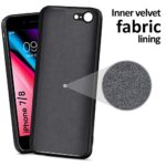 Ultra Soft Slim Rubberised Back Cover Compatible with Apple iPhone 7 | iPhone 8 | Inner Velvet Fabric Lining | Matte Silicone Flexible Camera Protection Back Case - Black - Image 7