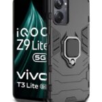 Shock Proof Back Cover for iQOO Z9 Lite | Vivo T3 Lite 5G | Y18t | Y18 | Y18e | Y03 | Y28s | Y37 | Mobile Case (Tough Armor | Hybrid PC + TPU | Ring Holder & in-Built Kickstand | Black)