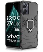 Shock Proof Back Cover for iQOO Z9 Lite | Vivo T3 Lite 5G | Y18t | Y18 | Y18e | Y03 | Y28s | Y37 | Mobile Case (Tough Armor | Hybrid PC + TPU | Ring Holder & in-Built Kickstand | Black)