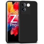 Back Cover for iQOO Z7 Pro | Vivo T2 Pro 5G | Ultra Slim Soft Rubberised Case | Inner Velvet Fabric Lining | Matte Silicone Flexible Mobile Case | Camera Protection - Black