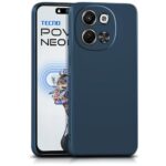 Back Cover for Tecno Pova 6 Neo 5G | Ultra Slim Soft Rubberised Case | Inner Velvet Fabric Lining | Matte Silicone Flexible Mobile Case | Camera Protection - Blue
