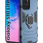 Shock Proof Back Case Mobile Cover for Samsung Galaxy S10 Lite | Back Cover Case (Tough Armor | Hybrid PC + TPU | Ring Holder & inBuilt Kickstand | Blue)