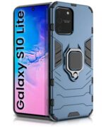 Shock Proof Back Case Mobile Cover for Samsung Galaxy S10 Lite | Back Cover Case (Tough Armor | Hybrid PC + TPU | Ring Holder & inBuilt Kickstand | Blue)