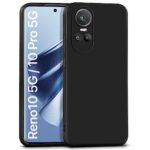 Back Cover for Oppo Reno 10 | Reno 10 Pro 5G | Ultra Slim Soft Rubberised Case | Inner Velvet Fabric Lining | Matte Silicone Flexible Mobile Case | Camera Protection - Black