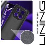 Back Cover for Redmi Note 14 Pro Plus 5G | Ultra Slim Soft Rubberised Case | Inner Velvet Fabric Lining | Matte Silicone Flexible Mobile Case | Camera Protection - Black - Image 5
