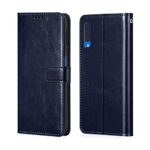 Shock Proof Flip Cover Back Case for Samsung Galaxy A7 2018 | Magnetic Wallet Leather Case with Stand