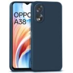 Slim Ultra Soft Rubberised Back Cover for Oppo A38 | Oppo A18 | Inner Velvet Micro Fibre Fabric Lining | Matte Silicone Flexible Camera Protection Back Case - Blue