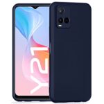 Ultra Slim Soft Rubberised Back Cover for Vivo Y21 | Y21s | Y21G | Inner Velvet Fabric Lining | Matte Silicone Flexible Camera Protection Back Case  Blue