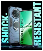 Shock Proof Back Case Mobile Cover for Oppo F27 5G | Back Cover Case (Tough Armor | Hybrid PC + TPU | Ring Holder & in-Built Kickstand | Blue) - Image 7