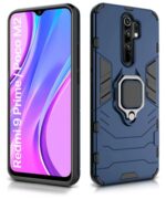 Shock Proof Back Case Mobile Cover for Xiaomi Redmi 9 Prime | Poco M2 | Back Cover Case (Tough Armor | Hybrid PC + TPU | Ring Holder & inBuilt Kickstand | Blue) - Image 5