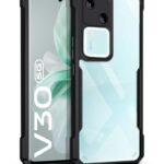 Thermoplastic Polyurethane Shock Proof Clear Protective Back Case for Vivo V30 - Airedge Technology|360 Camera Protection|Transparent Hybrid Back Case Backcase for Mobile Cover - Black