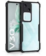 Thermoplastic Polyurethane Shock Proof Clear Protective Back Case for Vivo V30 - Airedge Technology|360 Camera Protection|Transparent Hybrid Back Case Backcase for Mobile Cover - Black