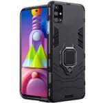 Shock Proof Back Case Mobile Cover for Samsung Galaxy M51 (Armor | Hybrid PC + TPU | Full Protection with Ring Holder Kickstand | Carbon Black)