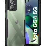 Shock Proof Clear Back Case Mobile Cover for Moto G54 5G | Moto G64 5G (Hard | Hybrid PC + TPU | Full Armour Device & Camera Protection | Earthy Black)