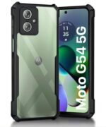Shock Proof Clear Back Case Mobile Cover for Moto G54 5G | Moto G64 5G (Hard | Hybrid PC + TPU | Full Armour Device & Camera Protection | Earthy Black)