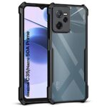 Shock Proof Clear Protective Back Case for Realme C35 - AirEDGE Technology | 360 Degree Camera Protection | Transparent Hybrid Back Case Mobile Cover - Black
