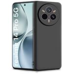 Back Cover for Realme 14 Pro 5G | Ultra Slim Soft Rubberised Case | Inner Velvet Fabric Lining | Matte Silicone Flexible Mobile Case | Camera Protection - Black