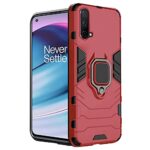 Shock Proof Back Case Mobile Cover for 1+ OnePlus Nord CE 5G | Back Cover Case (Tough Armor | Hybrid PC + TPU | Ring Holder & in-Built Kickstand | Red)
