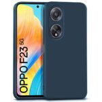 kelpuj Back Cover for Oppo F23 5G | Ultra Slim Soft Rubberised Case | Inner Velvet Fabric Lining | Matte Silicone Flexible Mobile Case | Camera Protection - Blue