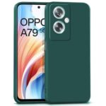 Back Cover for Oppo A79 5G | Ultra Slim Soft Rubberised Case | Inner Velvet Fabric Lining | Matte Silicone Flexible Mobile Case | Camera Protection - Green