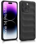 Ultimate Silicon Back Cover Case for Apple iPhone 14 Pro Max | Military Grade Drop Protection Shockproof Bumper | Anti-Slip Grip | Scratch Proof Micro-Fibre Cloth Inside (Pitch Black) - Image 5