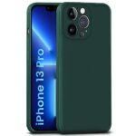 Back Cover for Apple iPhone 13 Pro | Ultra Slim Soft Rubberised Case | Inner Velvet Fabric Lining | Matte Silicone Flexible Mobile Case | Camera Protection - Green