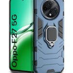 Shock Proof Back Case Mobile Cover for Oppo F27 5G | Back Cover Case (Tough Armor | Hybrid PC + TPU | Ring Holder & in-Built Kickstand | Blue)