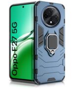 Shock Proof Back Case Mobile Cover for Oppo F27 5G | Back Cover Case (Tough Armor | Hybrid PC + TPU | Ring Holder & in-Built Kickstand | Blue)
