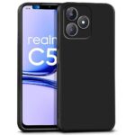 kelpuj Back Cover for Realme Narzo N53 | Realme C53 | Realme C51 | Ultra Slim Soft Rubberised Case | Inner Velvet Fabric Lining | Matte Silicone Flexible Mobile Case | Camera Protection - Black
