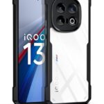 Shock Proof Clear Protective Back Case for iQOO 13 5G - AirEDGE Technology | 360 Degree Camera Protection | Transparent Hybrid Back Case Mobile Cover - Black