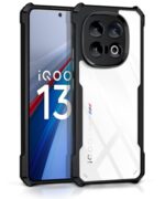 Shock Proof Clear Protective Back Case for iQOO 13 5G - AirEDGE Technology | 360 Degree Camera Protection | Transparent Hybrid Back Case Mobile Cover - Black