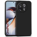 Back Cover for 1+ OnePlus 11R 5G | Ultra Slim Soft Rubberised Case | Inner Velvet Fabric Lining | Matte Silicone Flexible Mobile Case | Camera Protection - Black