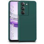 kelpuj Back Cover for Realme 14x 5G | Realme Narzo 80x | Realme P3x | Ultra Slim Soft Rubberised Case | Inner Velvet Fabric | Matte Silicone Flexible Mobile Case | Camera Protection - Green